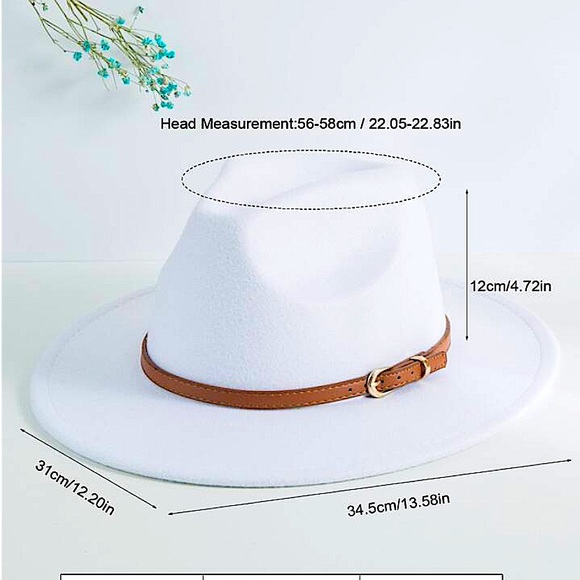 Fedora White Hat Unisex Classy Chic Men Women Buckle Strap - Picture 10 of 14